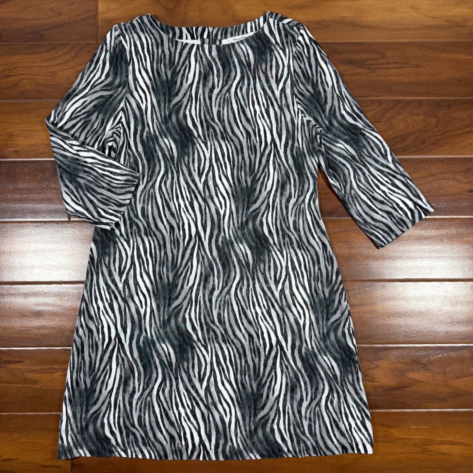 Tommy Bahama Women's Size Large Storm Gray Zesty Zebra Darcy Dress